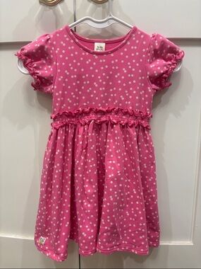 Wildflowers:  Hot Pink Polka Dot Ruffle Waist Dress